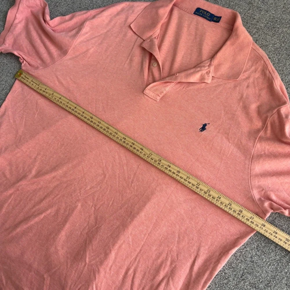 Polo Ralph Lauren Polo Shirt Mens 2XLT Classic Fit Peach Pink Heathered Short Sl